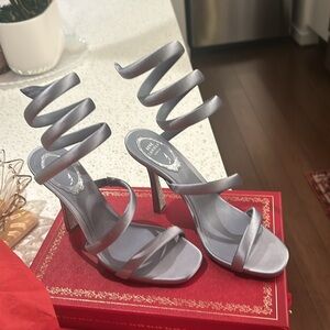 Rene Caovilla Bulgari 105mm satin sandals heels size 7/ 37